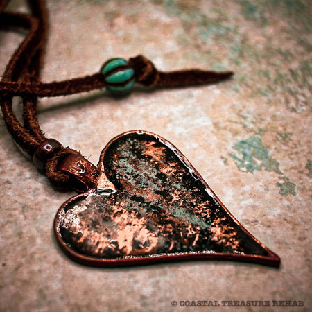 Paintina (H)ART - Boho Pendant - Resin Art - Copper - Leather - Handpainted - Handmade