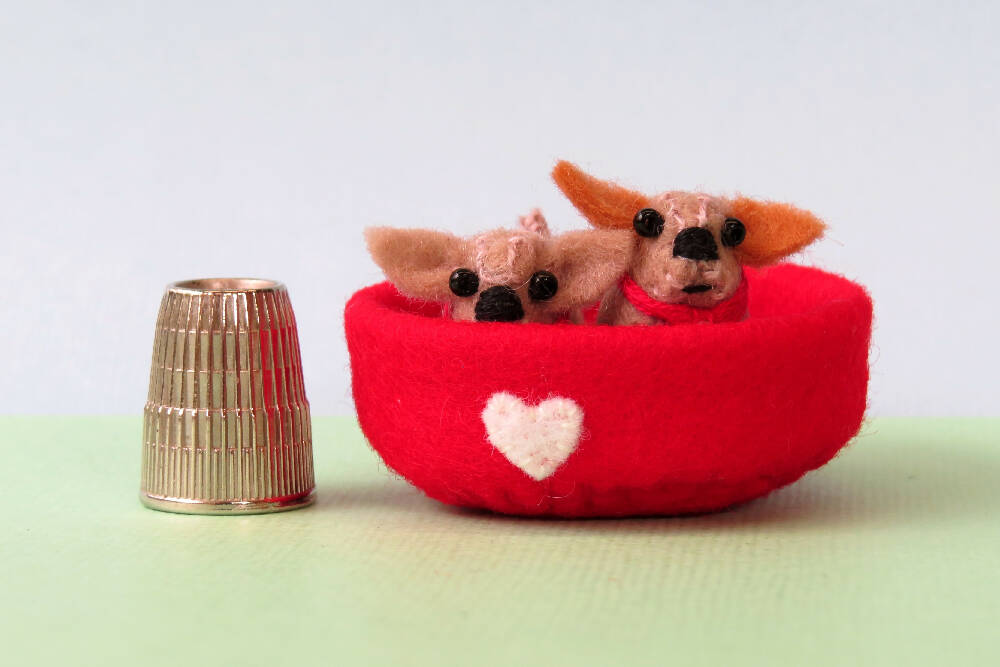 Miniature Felt Dogs - Wool Felt Dog Bed