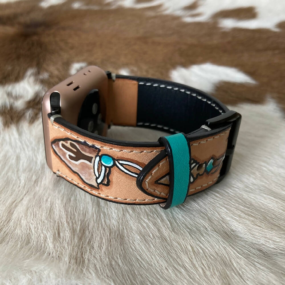 Leather Apple Watch Band - Painted Arrows