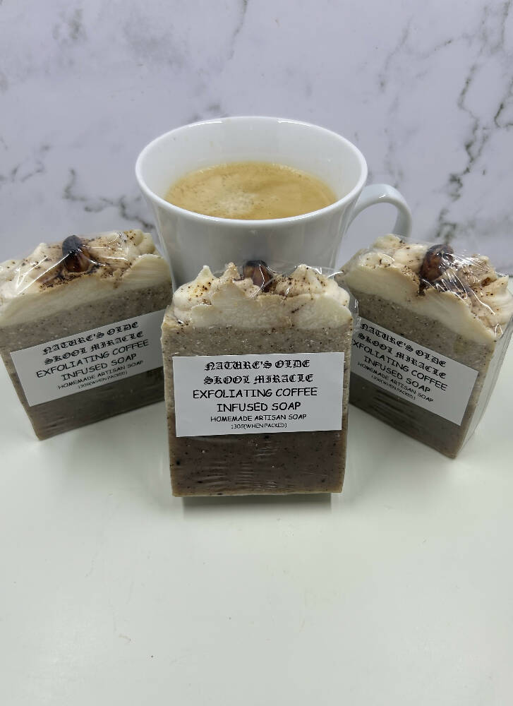 Exfoliating coffee infused soap