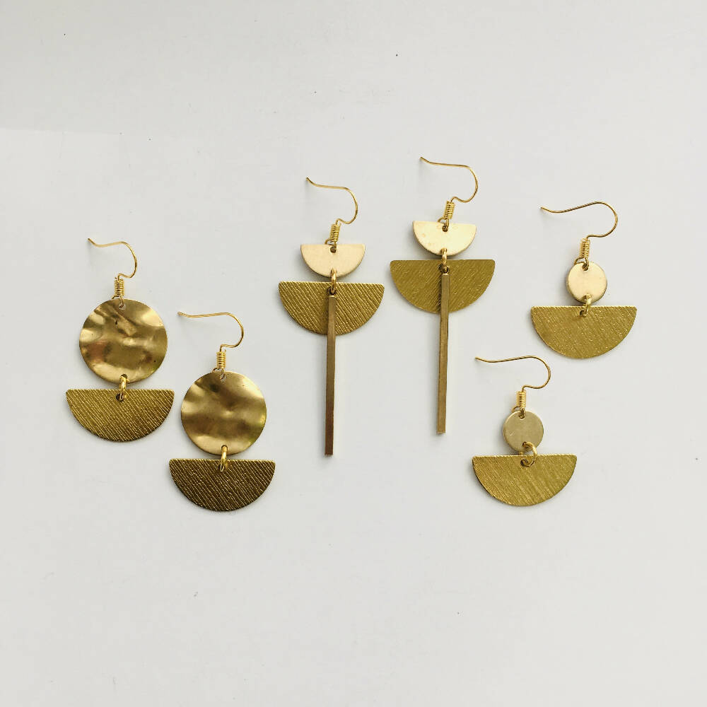 gold disc dangly earrings abacus designs