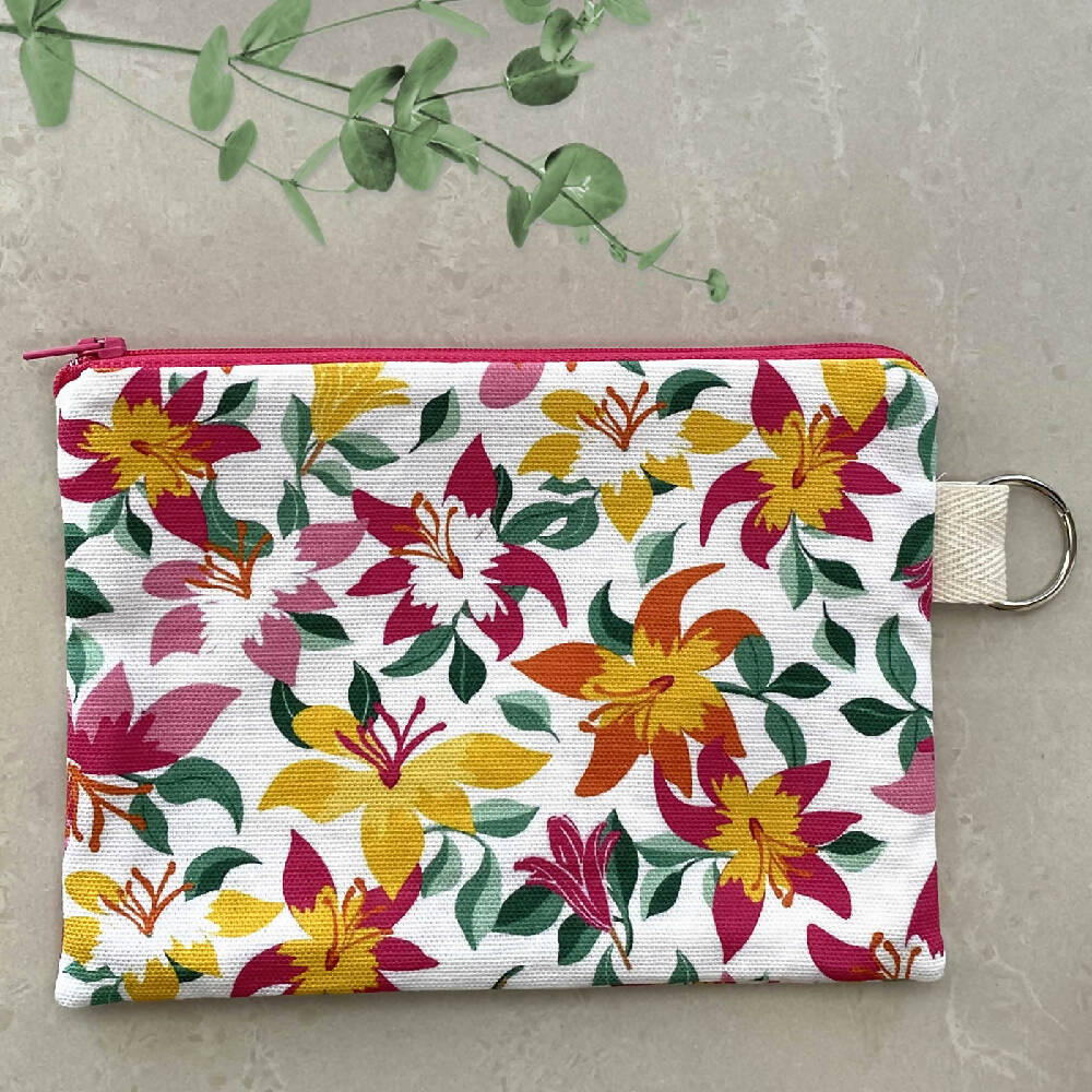 Zipper Purse - Bright Lillies Print with Secret Message inside #27