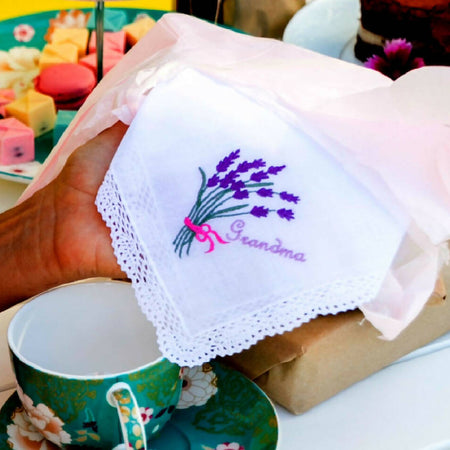 Embroidered Handkerchief Gift for Grandma Mother or Friend