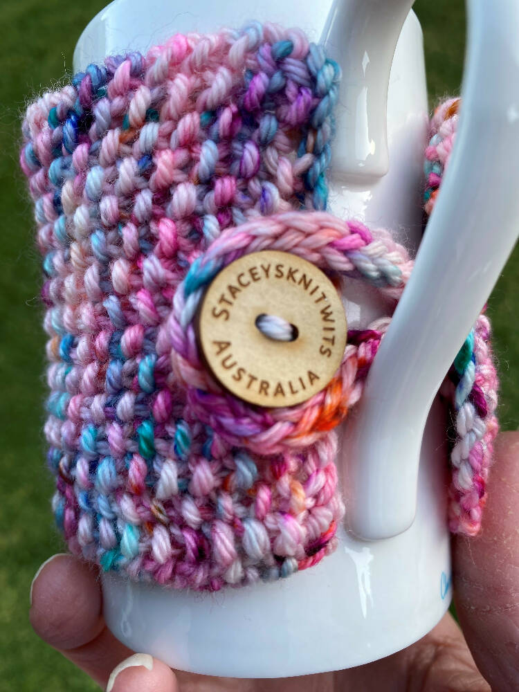 DOWNLOAD Knitting Pattern Coffee Cozy, Mug Rug Pattern - Main Image