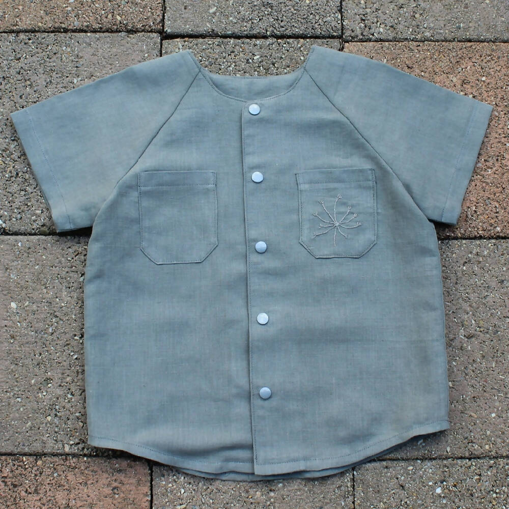 Boy's Summer Shirt - Linen - Size 4 - Hand Embroidery