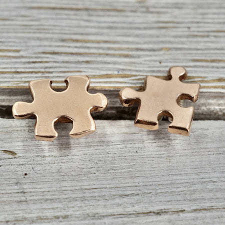 Jigsaw studs | Jigsaw earrings | Tiny jigsaw studs| Copper jigsaw studs