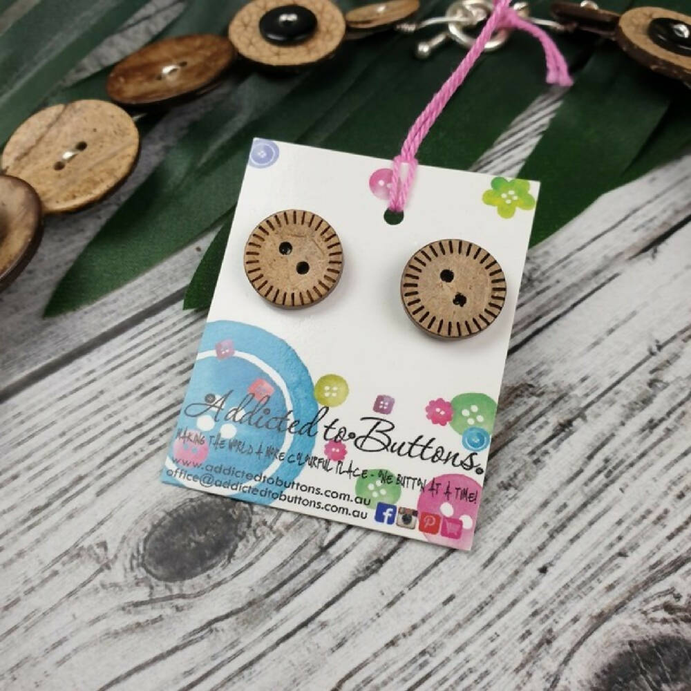 Babies Gum Leaf - Natural Coconut Button Jewellery - Earrings & Necklace