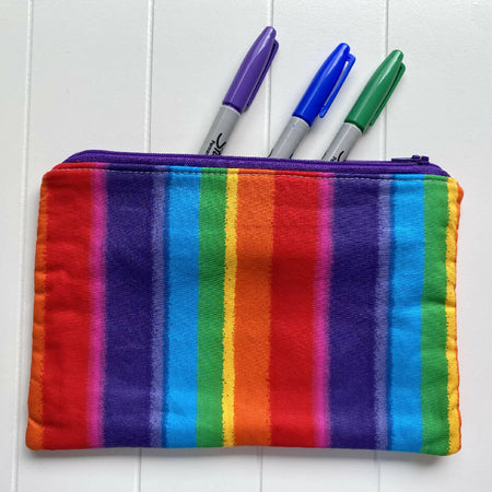 Rainbow striped pencil case