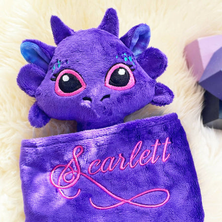 Baby comforter, Embroidered name, Dragon themed Ruggybud, Made to order
