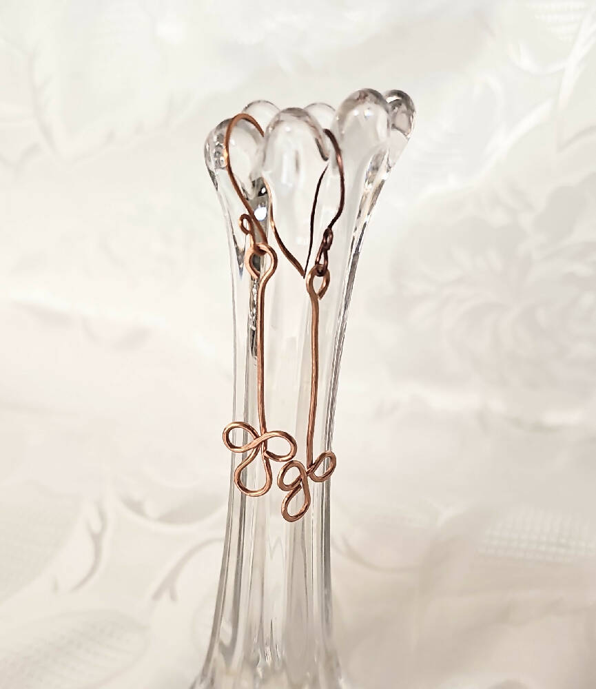 Wirework Dangle Earrings in Rose Gold Colour