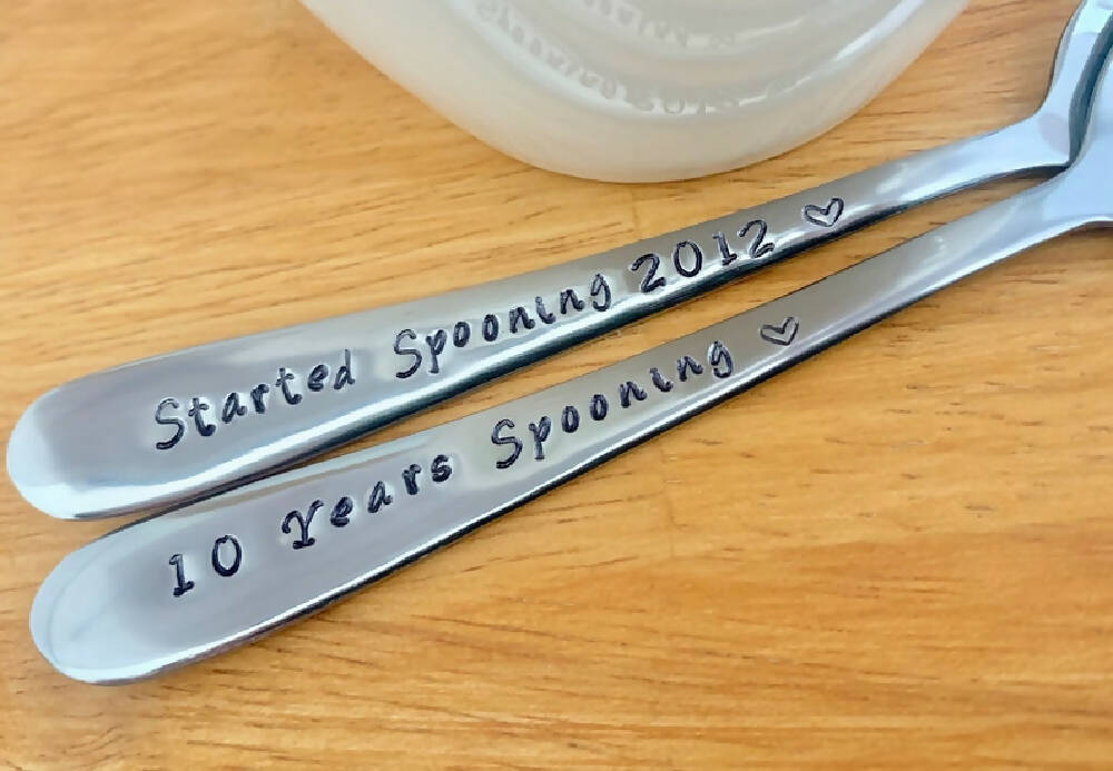 Customised Still Spooning, Wedding Anniversary, Customise Hand stamped Spoons