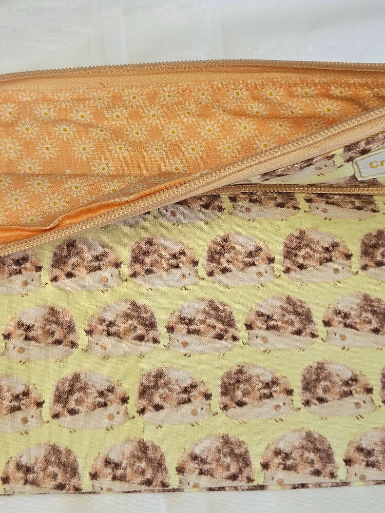 Handmade Hedgehog Double Zippered Pencil Case