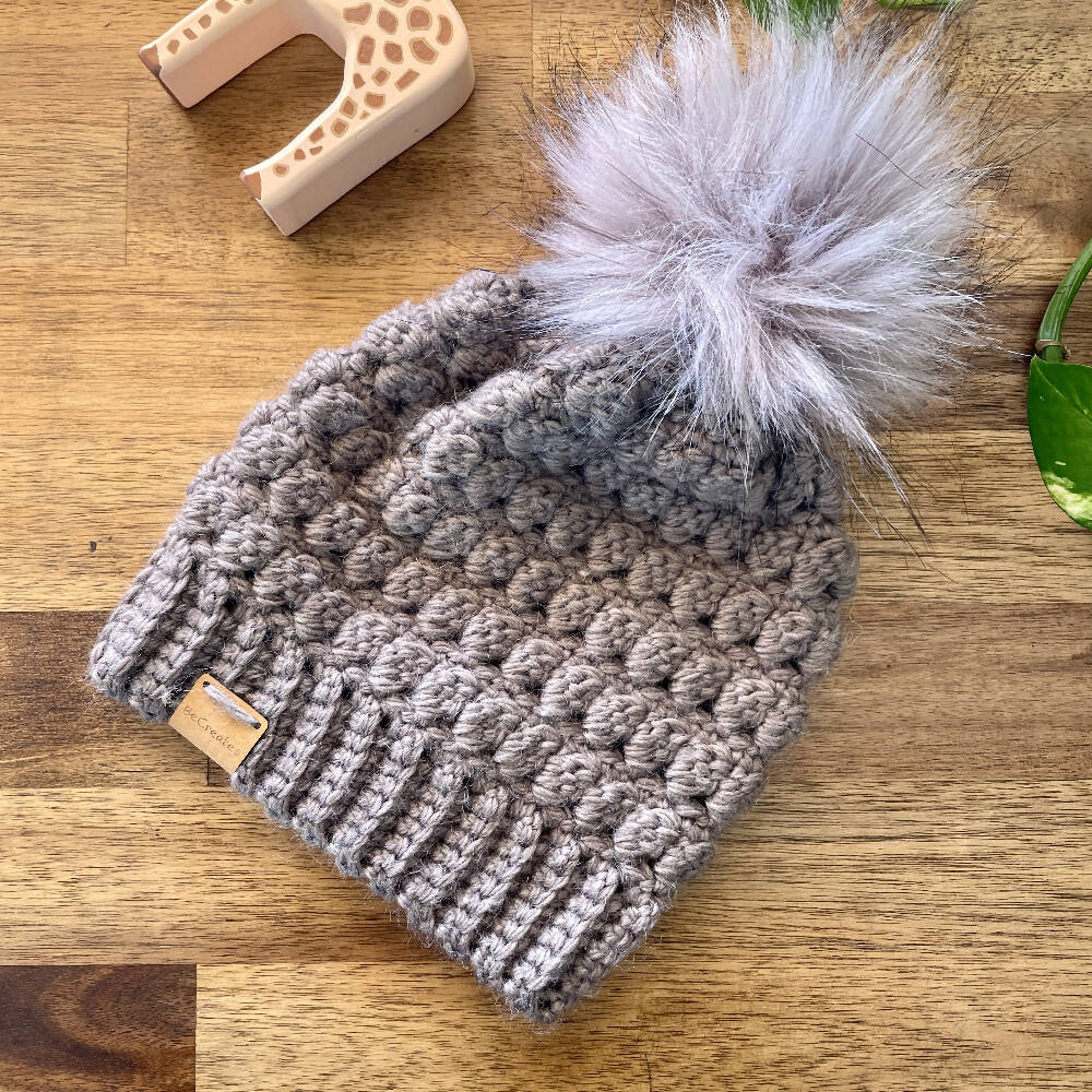 Toddler Beanie with Faux Fur Pom Pom - Forest Green
