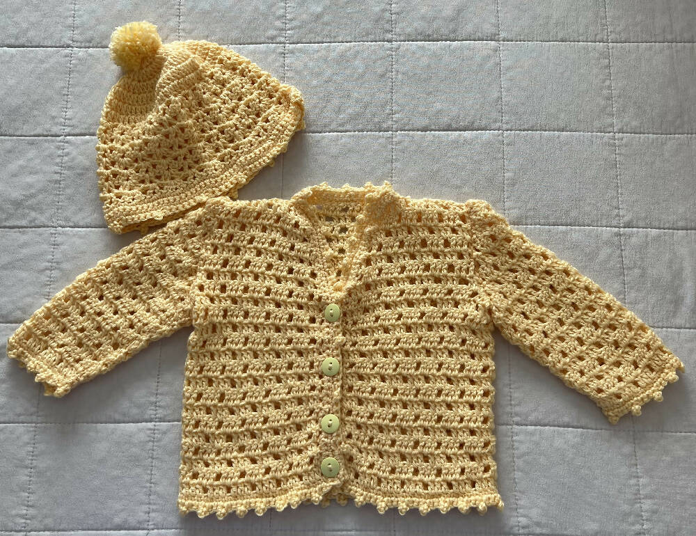 Crochet Baby Jacket and Beanie Set