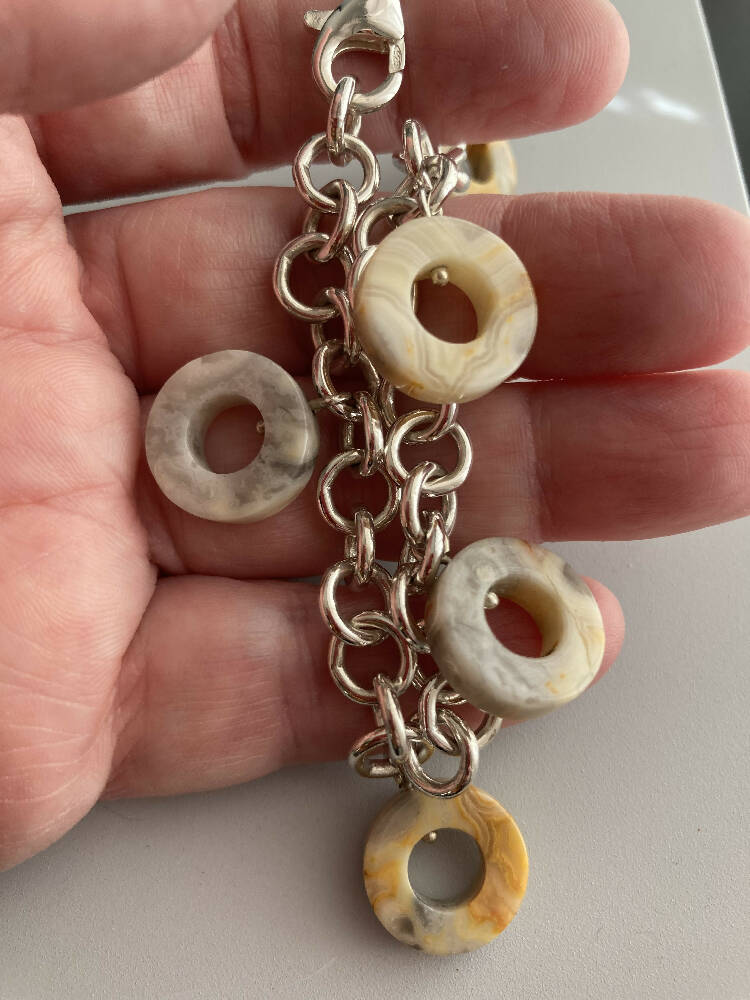 Banded agate and sterling silver bracelet 2