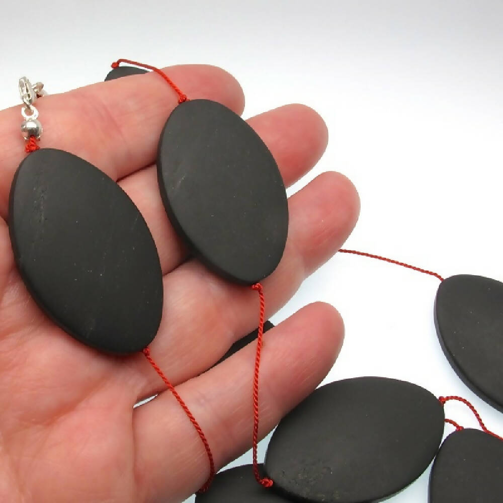 Matte onyx beads long necklace