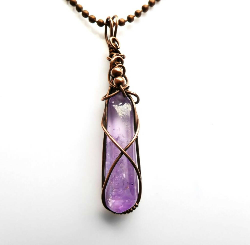 Lilac Aura Quartz pendant copper wire wrapped