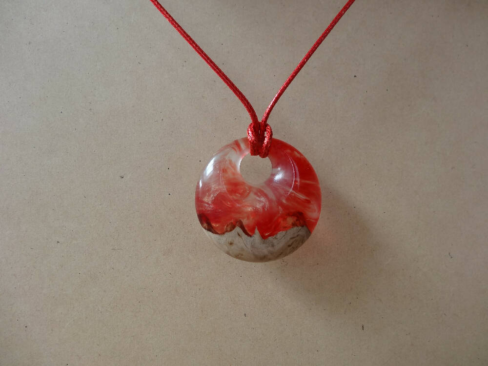 Wood-Resin Offset Hole Turned Pendant