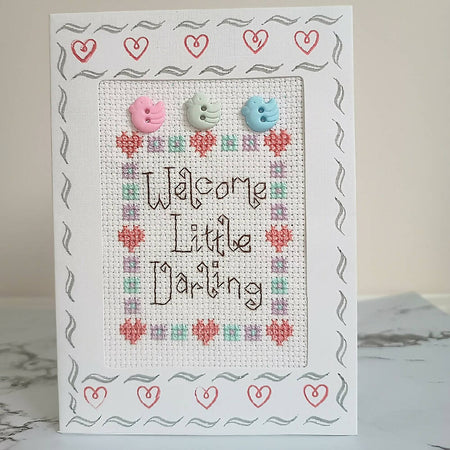 Cross Stitch Greeting Card - Welcome to Baby
