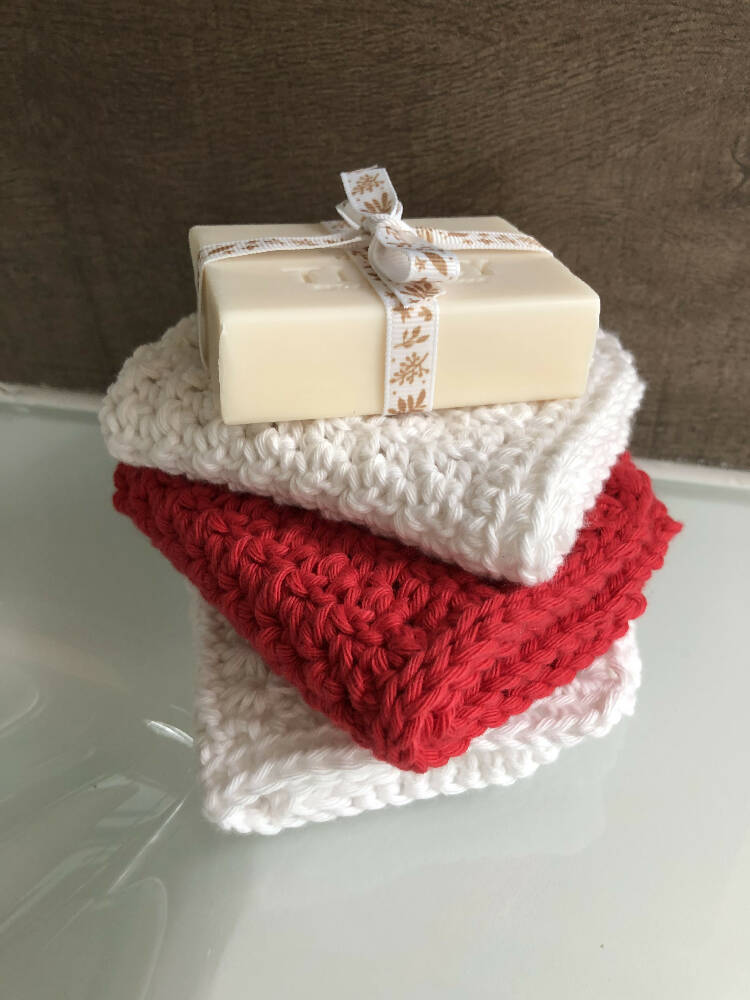 Body Wash Cloths-Scrubbies Set 3 100% Organic Cotton