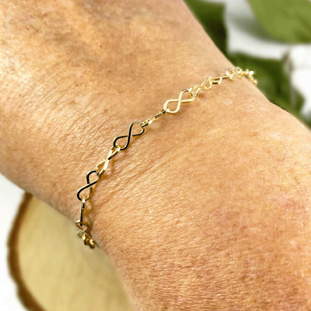 14k Gold Filled bracelet square infinity link chain handcrafted_1_1024