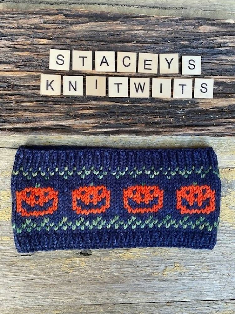 Halloween Headband, Earwarmers, hand knitted headband