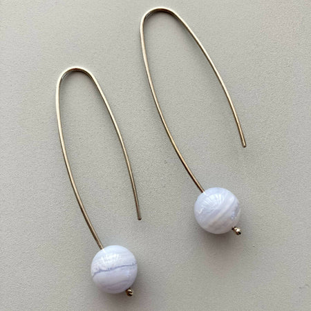Blue lace agate and sterling silver earrings