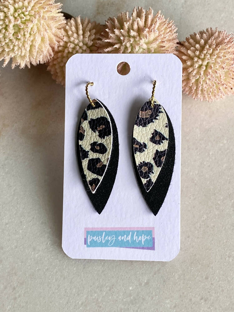 Faux Leather Dangle - Leopard