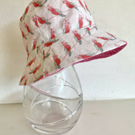 Summer hat in sweet galah fabric