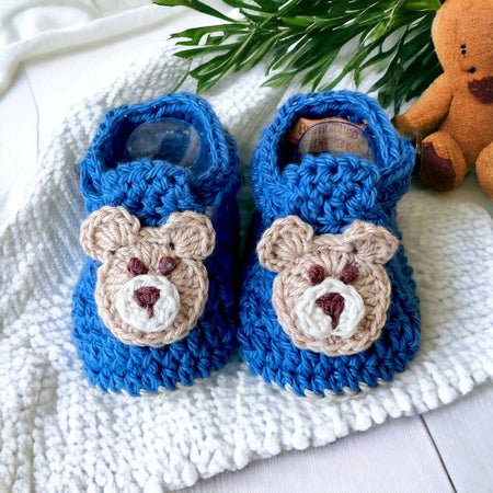 Crochet Teddy Bear Baby booties, Australian Soft Cotton