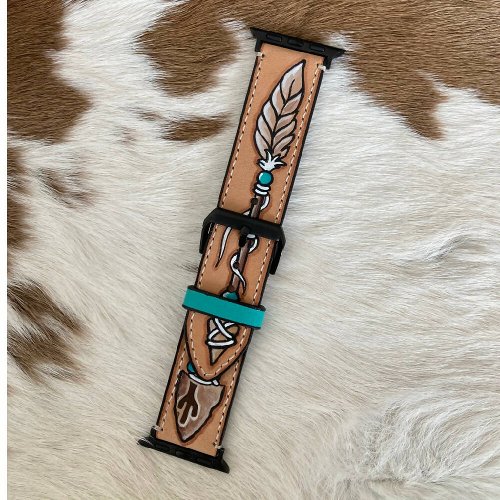 Leather Apple Watch Band - Painted Arrows