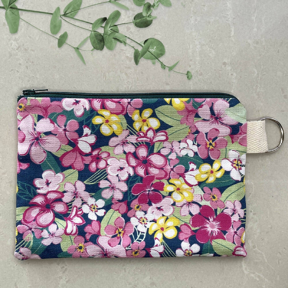Zipper Purse - Bright Tropical Flowers Print with Secret Message inside #3