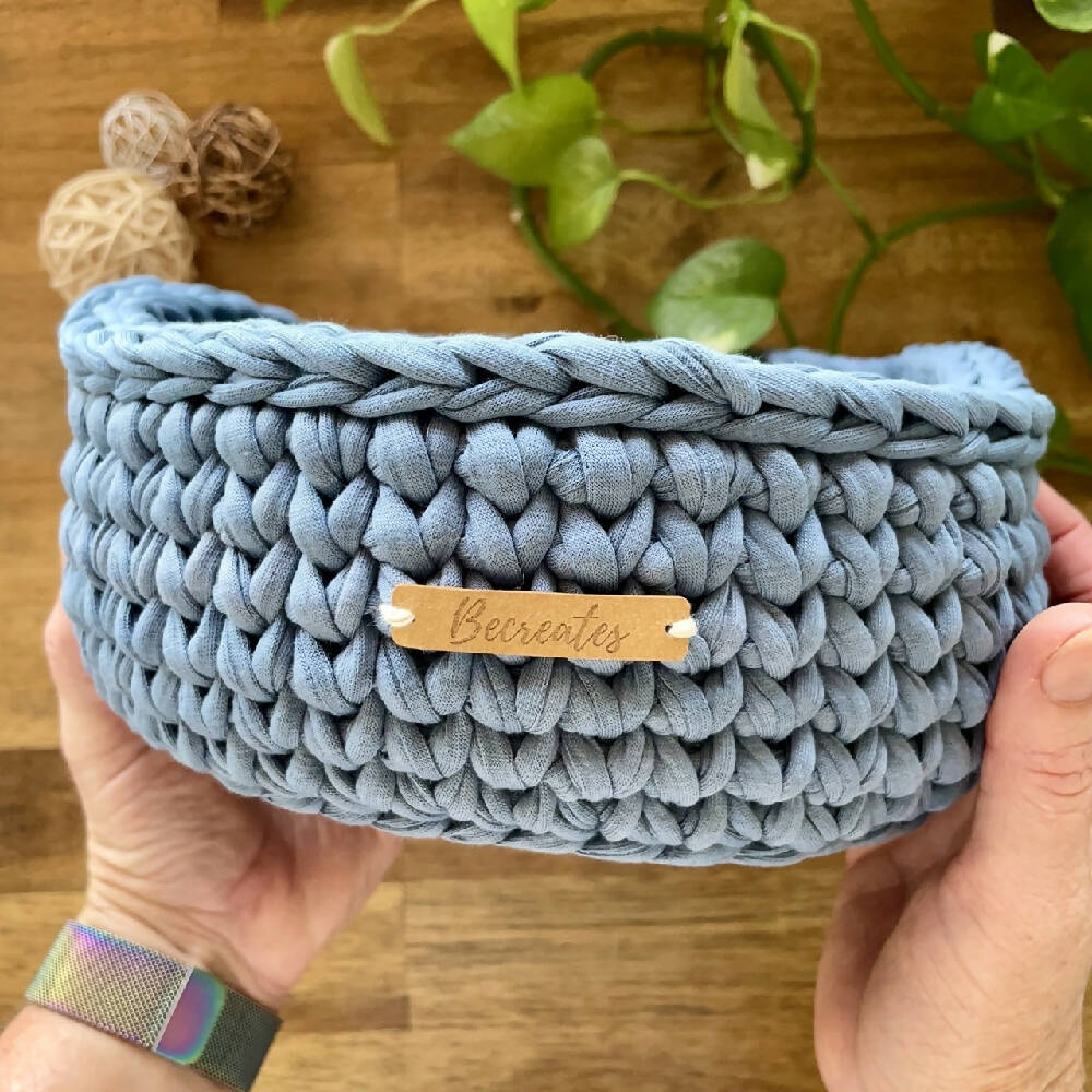 Crochet handmade basket - Large sand white with handles