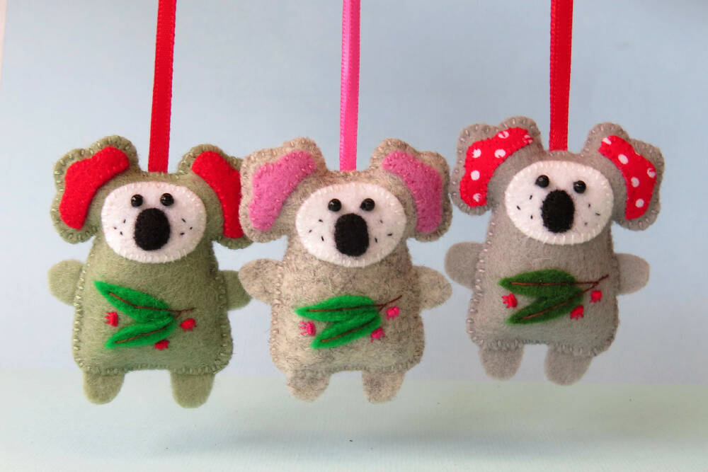 Christmas Ornament - Wool Felt Koala - Australian Animal