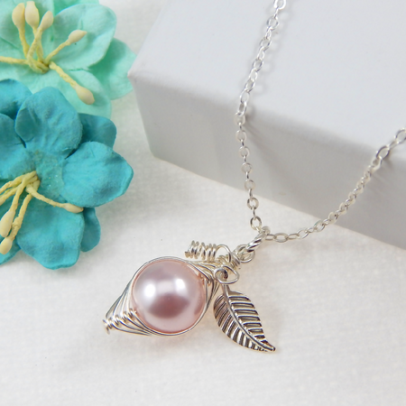 One Sweet Pea In A Pod Necklace Pink Colour