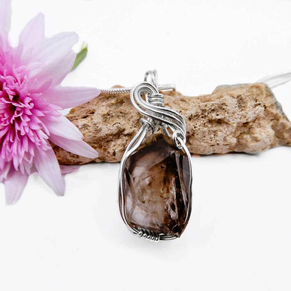 Mooralla Smoky Quartz Sterling wire wrapped crystal pendant