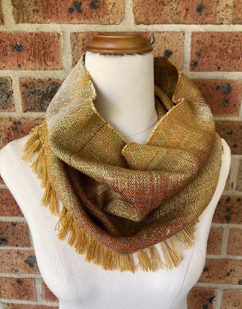 Cowl/infinity scarf - handwoven and hand-dyed - tencel/silk