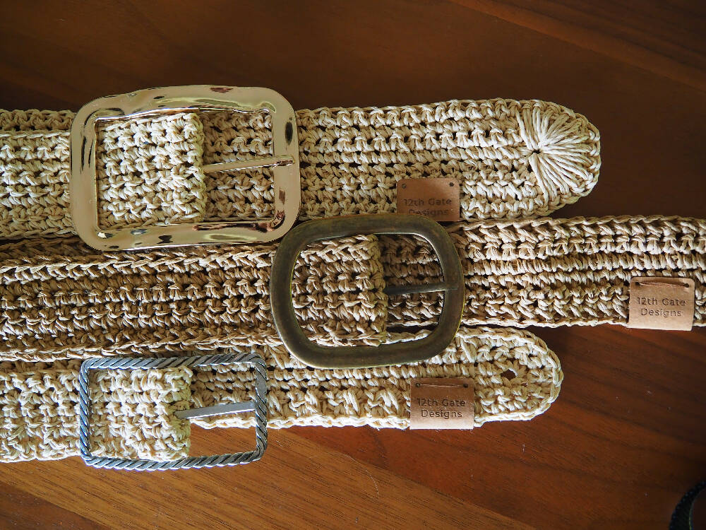 Crochet Bamboo Belt (Brass Buckle)