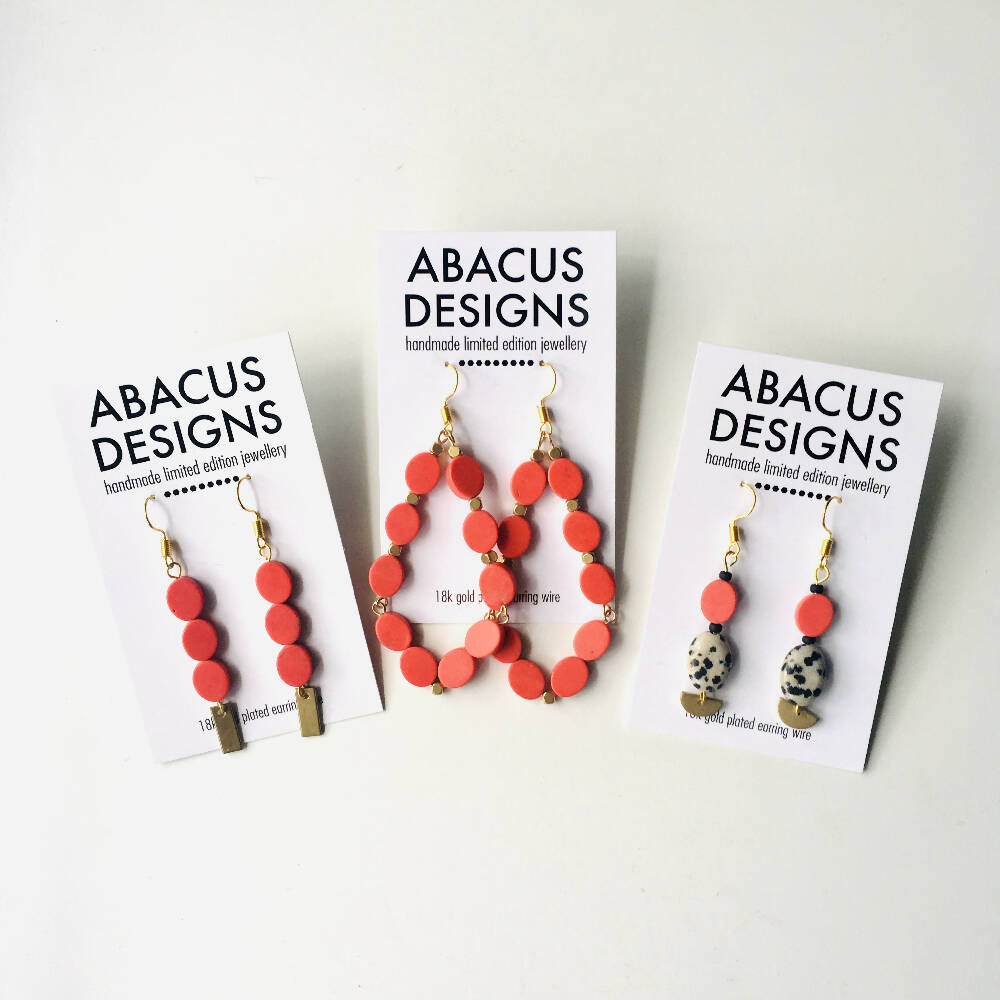 red drop earrings abacus designs
