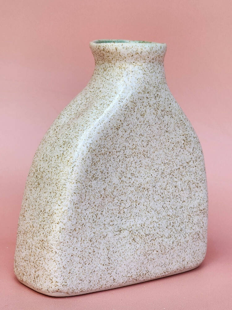 Handmade Ceramic Bottle Vase - Speckled White and Brown Glaze