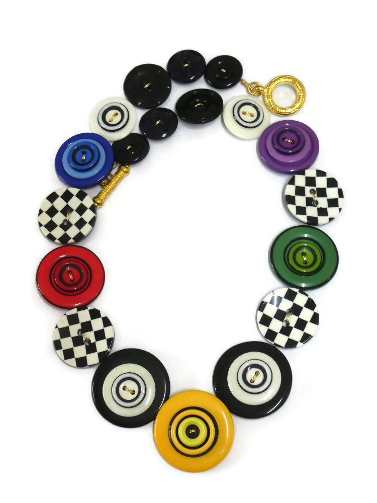 Button necklace - Racing Flags