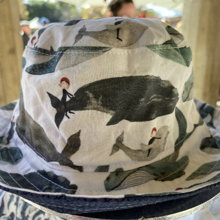 Summer hat in sweet whale rider fabric