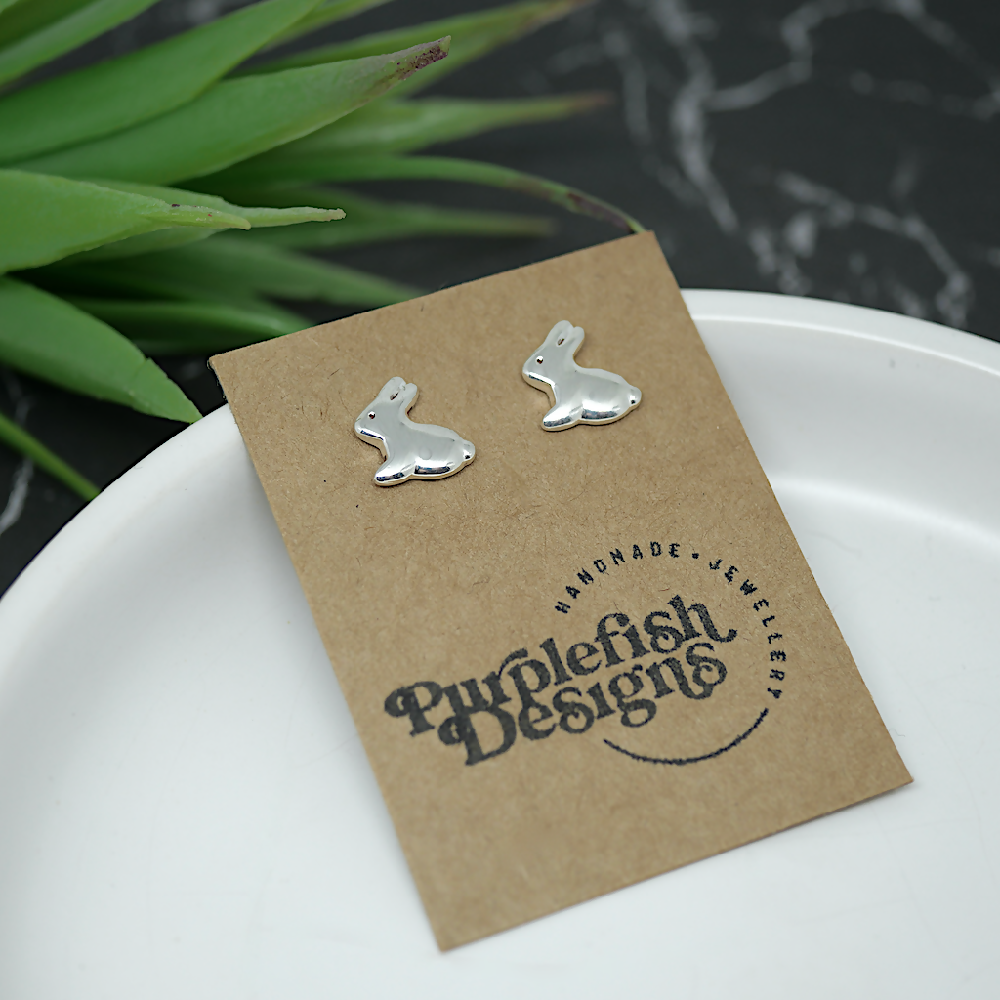 bunny studs silver dish logo card sml