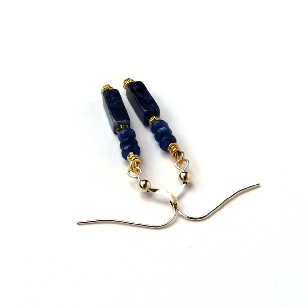 Lapis Lazuli, Agate and Gold Earrings