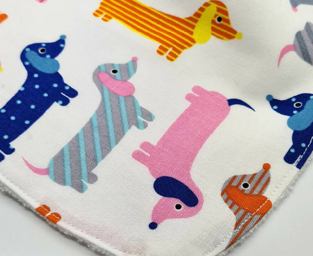 Baby Bib Sausage Dog Cotton Fabric