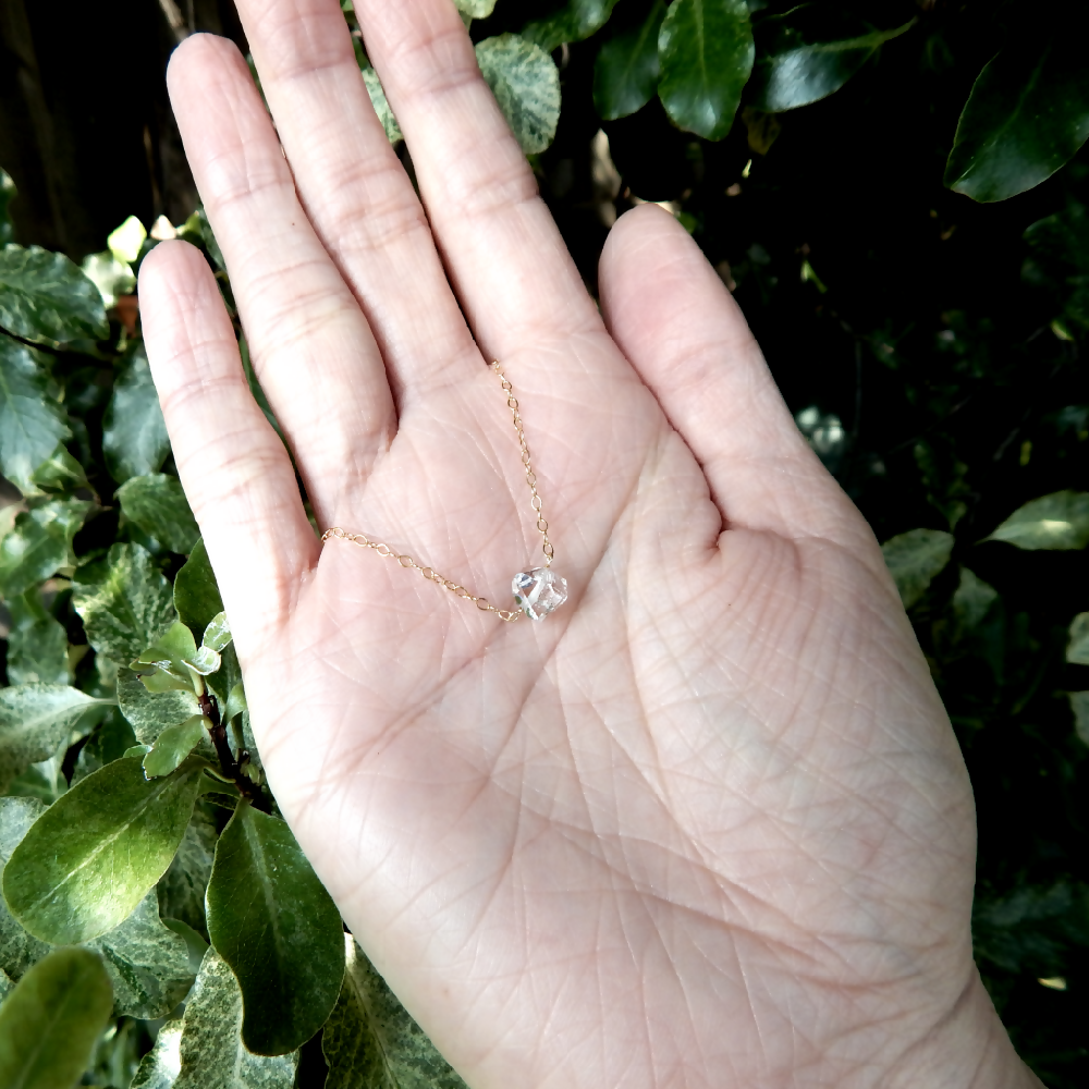 Herkimer Diamond Necklace, April Birthday Gift, Raw Crystal Necklace