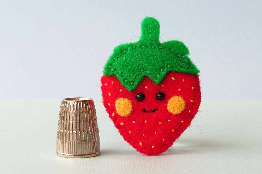 Strawberry Brooch - Wool Felt Embroidered Pin