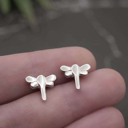 Dragonfly Studs - Handmade Sterling Silver Earrings