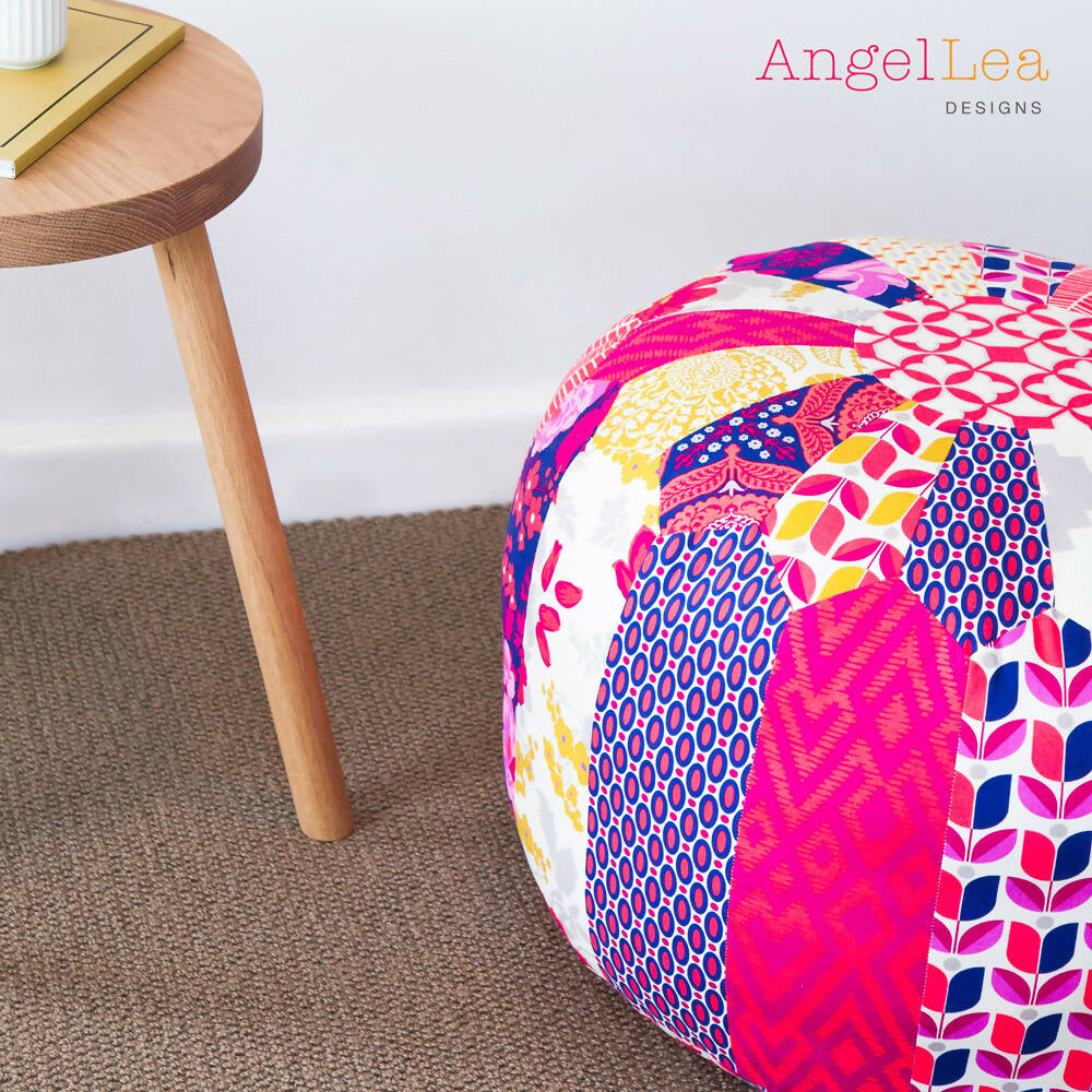 Patchwork Pouf HARD COPY Paper Sewing Pattern Moroccan Ottoman Pattern