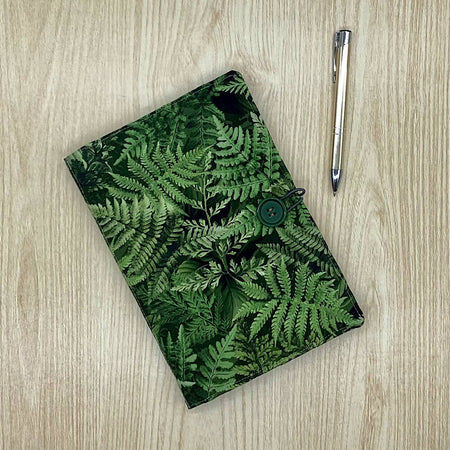 Ferns Foliage refillable A5 fabric notebook cover gift set - Inc. book and pen.